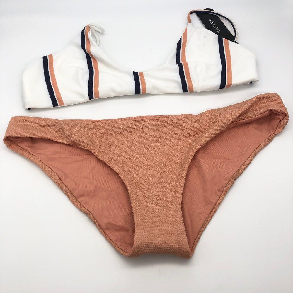New Tavik White & Peach Orange Bikini - Size L